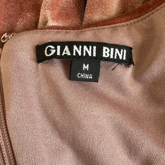 Gianni Bini Midi Dress Womens M Pink Velvet Off Shoulder Formal Event Cocktail - Picture 5 of 6